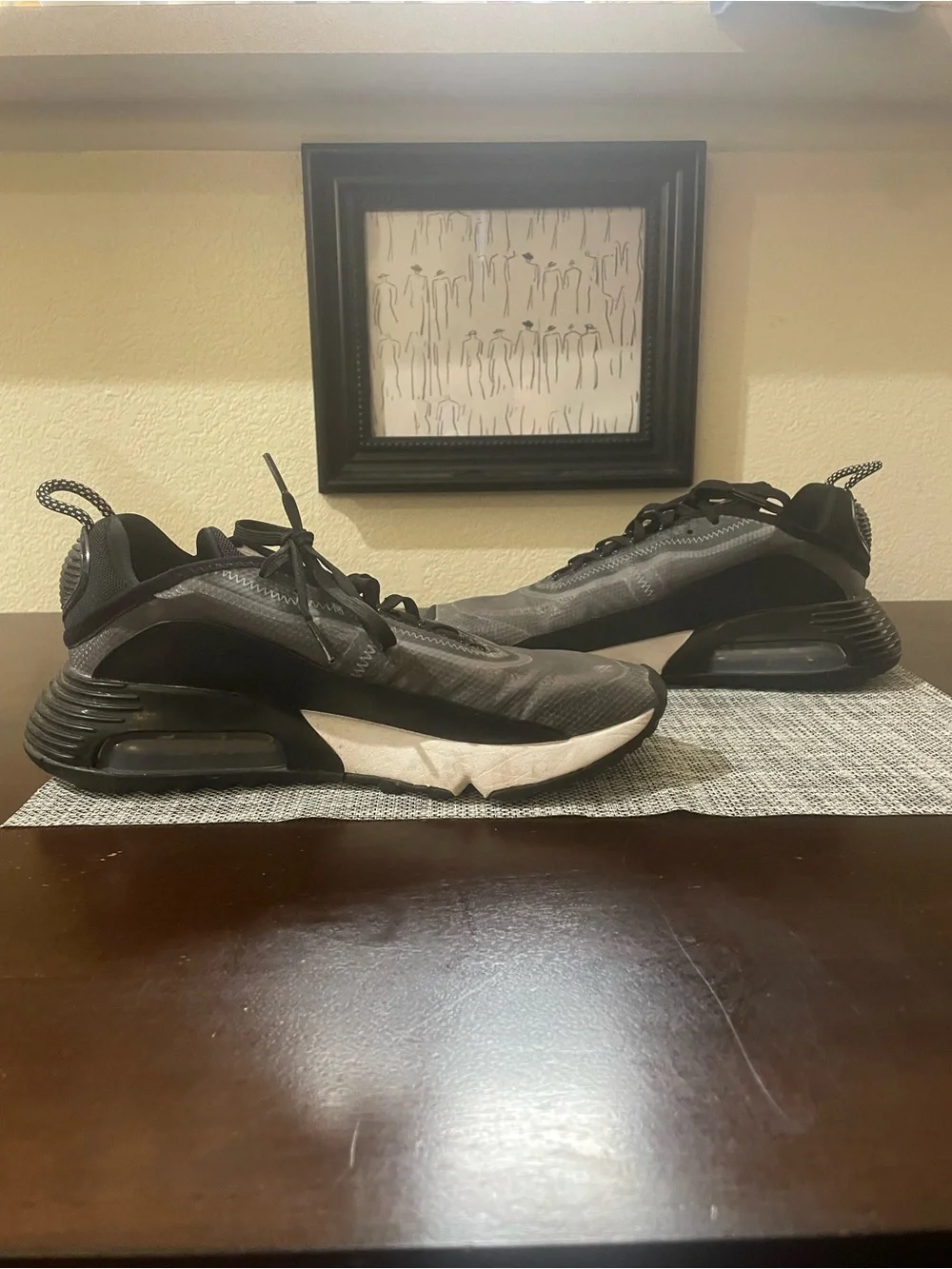 Nike Women's Gray and Black Athletic Sneakers with Pink Swoosh